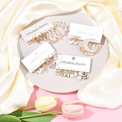 5 Sets 5 Colors Alloy Hoop Earring Sets EJEW-FS0001-23B-1