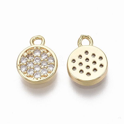 Brass Micro Pave Clear Cubic Zirconia Charms KK-R134-015-NF-1