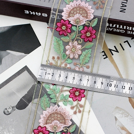 10 Yards Polyester Embroidery Flower Ribbon PW-WG85181-04-1