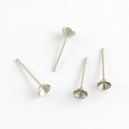 Non-Tarnish 304 Stainless Steel Flat Round Blank Peg Stud Earring Findings X-STAS-R055-16-1