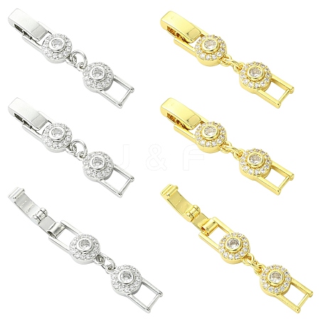 6Pcs 2 Colors Brass & Rhinestone Fold Over Clasps FIND-CJ0005-97-1