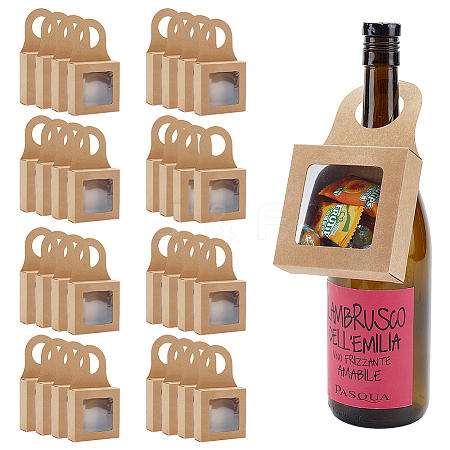 80Pcs Square Paper Wine Bottle Hanging Boxes CON-GO0001-18-1
