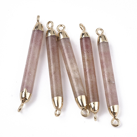 Electroplate Natural Strawberry Quartz Links connectors G-S344-73G-1