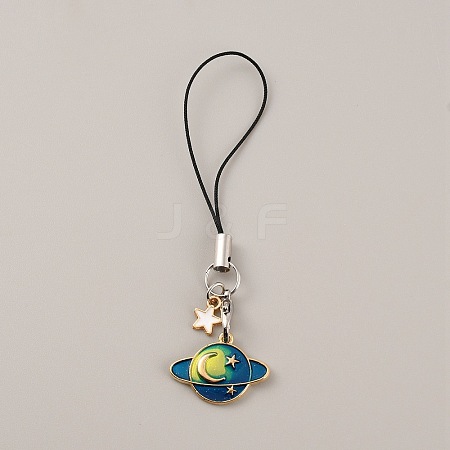 Cute Cartoon Planet Alloy Enamel Mobile Straps Lanyards HJEW-WH0068-07C-1