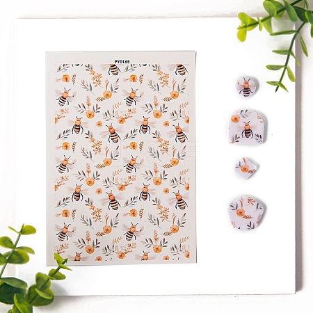 Bees Polymer Clay Earrings Water Transfer Paper PW-WGB1DD0-01-1