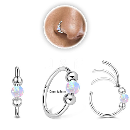 316L Surgical Stainless Steel & Cat Eye Ball Hoop Nose Rings WG275C7-04-1