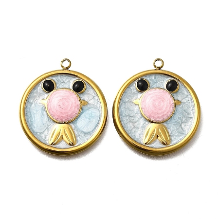 304 Stainless Steel Enamel Pendants STAS-Z163-21G-01-1