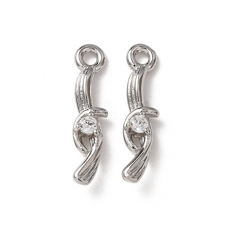 Brass Micro Pave Cubic Zirconia Charms KK-C253-06P-1