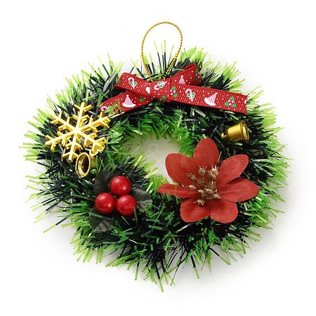 Christmas Wreath PVC Pendant Decorations HJEW-R100-01C-1