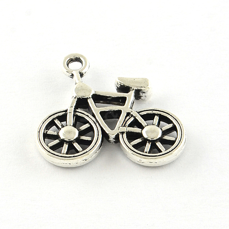 Bicycle Tibetan Style Alloy Pendants TIBEP-R344-65AS-LF-1