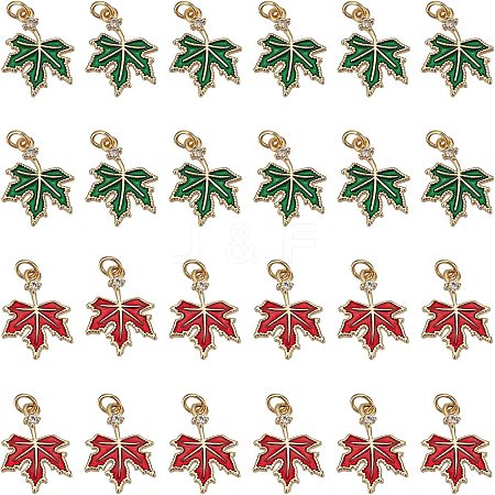 24Pcs 2 Colors Brass Cubic Zirconia Charms KK-FH0004-25-1