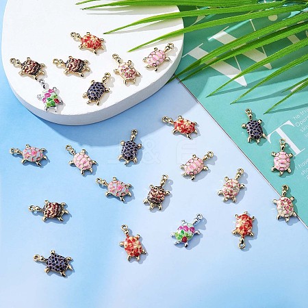 28 Pieces Mixed Colors Turtle Charms Pendant Alloy Turtle Charm Ocean Animal Pendant for Jewelry Necklace Earring Making Crafts JX424A-1