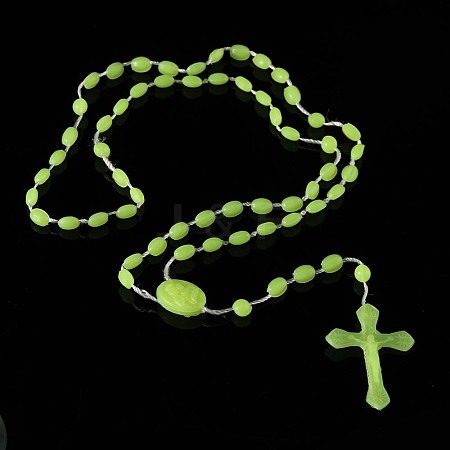 Luminous Plastic Rosary Bead Necklace RELI-PW0003-05H-1