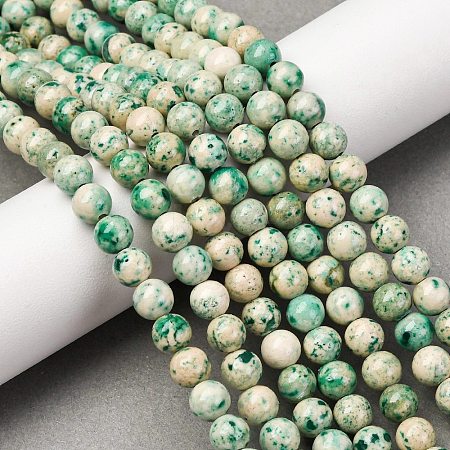 Natural Dyed Marble Beads Strands G-P593-6mm-01-1