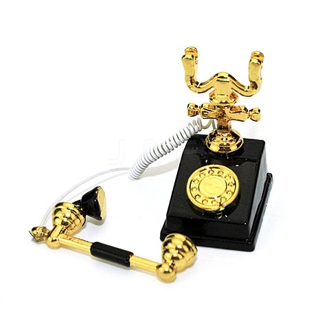 Mini Spray Painted Alloy Retro Landline Telephone Model PW-WG69844-02-1