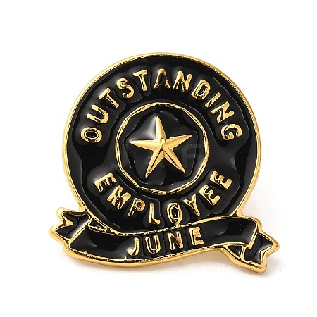 Golden Tone Alloy Outstanding Employee of The Month Enamel Pins JEWB-K021-07G-06-1