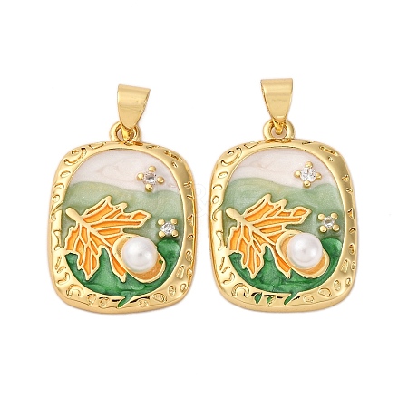 Brass Micro Pave Cubic Zirconia Pendants KK-D390-16G-02-1