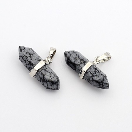 Natural & Snowflake Obsidian Double Terminated Pointed Pendants G-F177-13-1