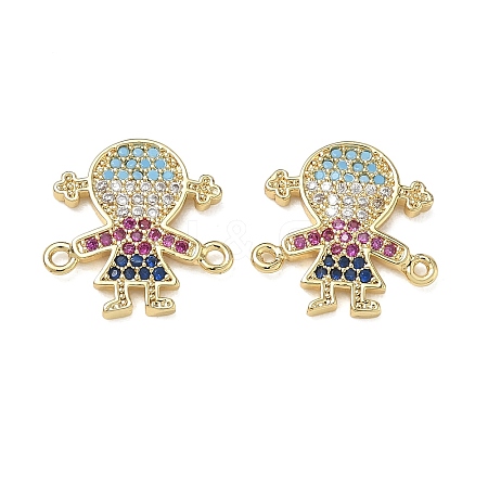 Brass Micro Pave Colorful Cubic Zirconia Connector Charms for Jewelry Making CU-CBAAA59-01G-06-1