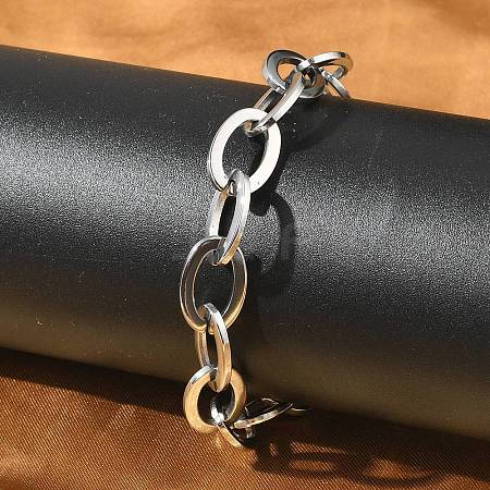 304 Stainless Steel Oval Link Chains Bracelets for Men & Women BJEW-D042-50P-1