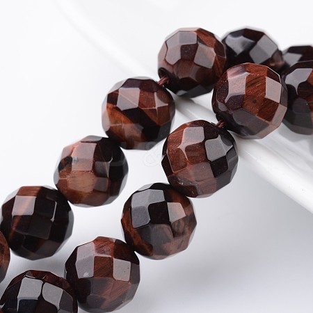 Grade A Faceted Natural Red Tiger Eye Round Beads Strands G-O134-02-8mm-1