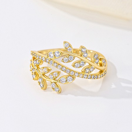 Brass Micro Pave Cubic Zirconia Finger Rings for Women PB9120-3-1