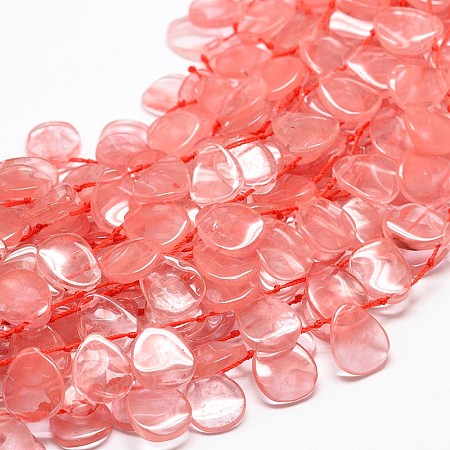 Cherry Quartz Glass Teardrop Beads Strands G-E254-27B-1