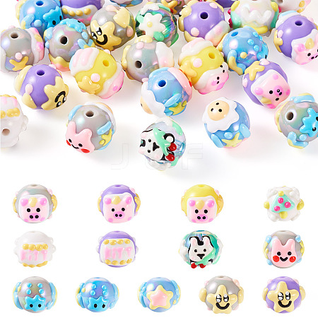 26Pcs 13 Styles Hand Painted Opaque Acrylic with Enamel Beads MACR-TA0001-93-1