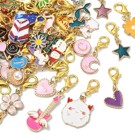50Pcs Alloy Enamel Pendant Decorations HJEW-YW00386-1