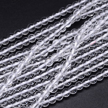 Round Natural Grade A Quartz Crystal Beads Strands X-G-H1648-4mm-01N-A-1