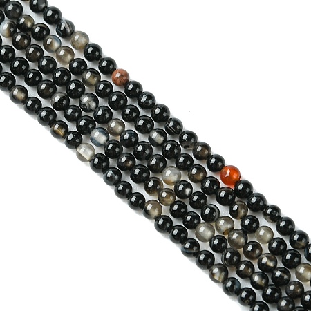 Natural Black Agate Bead Strands G-A130-2mm-K01-1