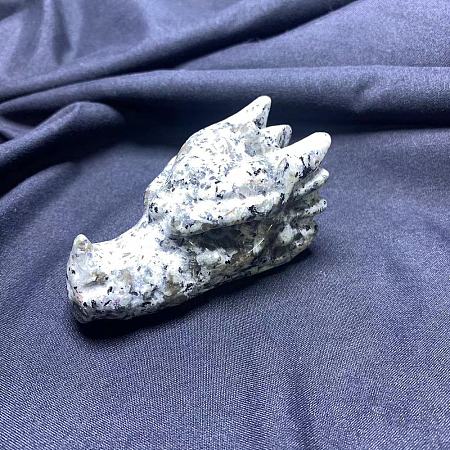 Natural Syenite Carved Healing Dragon Head Figurines PW-WG51357-02-1