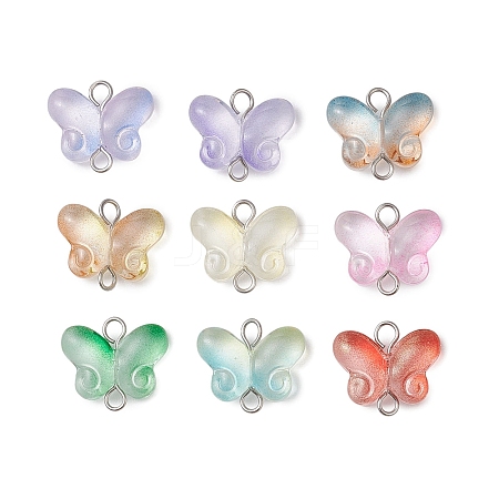 Butterfly Gradient Color Baking Paint Transparent Glass Connector Charms PALLOY-JF03278-02-1