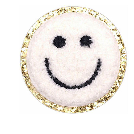 Flat Round with Smiling Face Computerized Towel Embroidery Cloth Iron on/Sew on Patches SMFA-PW0001-54E-1