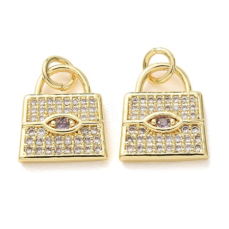 Brass Micro Pave Clear Cubic Zirconia Charms CU-E003-07G-1
