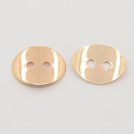 2-Hole Oval Brass Button Clasps X-KK-G080-RG-1