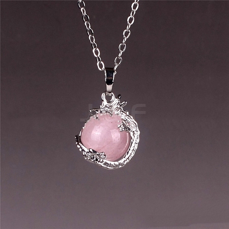 Natural Rose Quartz Round Ball Pendants PW-WG4D222-02-1