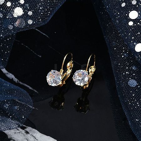 Crystal Rhinestone Leverback Earrings EJEW-H105-33G-1