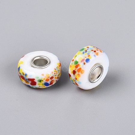Lampwork & Brass Core European Beads LAMP-Q042-01G-1