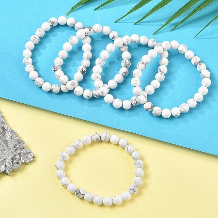 Natural Howlite Beaded Stretch Bracelets BJEW-Q692-42-8mm-1