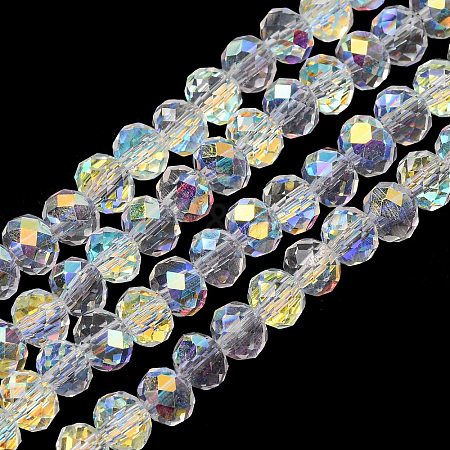 Electroplate Transparent Glass Beads Strands EGLA-A046-01A-21-1
