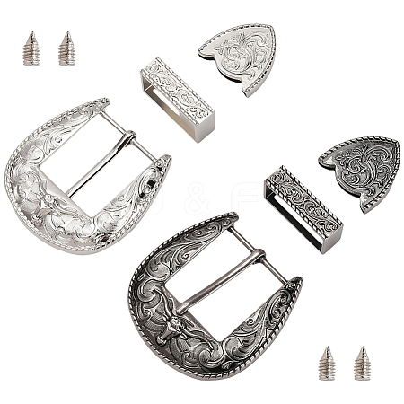 2 Sets 2 Colors Belt Zinc Alloy Buckle Sets FIND-CY0001-30-1