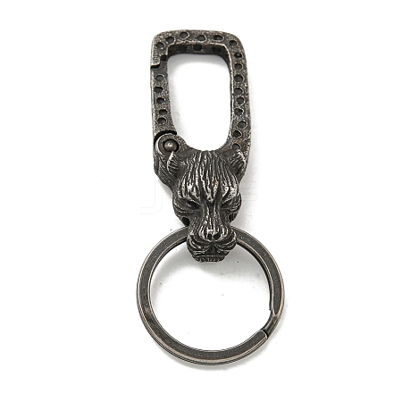 Tibetan Style 316 Surgical Stainless Steel Fittings with 304 Stainless Steel Key Ring FIND-Q101-10AS-02-1