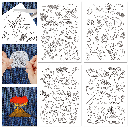 4 Sheets 11.6x8.2 Inch Stick and Stitch Embroidery Patterns DIY-WH0455-026-1