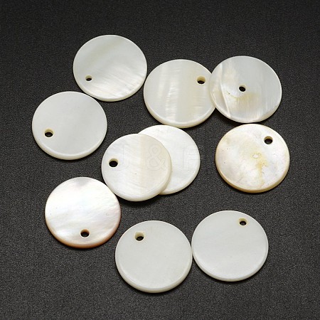 Shell Flat Round Pendants X-SHEL-P003-19-1