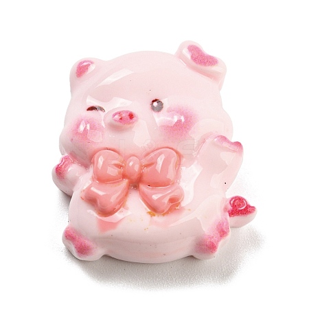 Pig Theme Opaque Resin Cabochons RESI-H154-01C-1