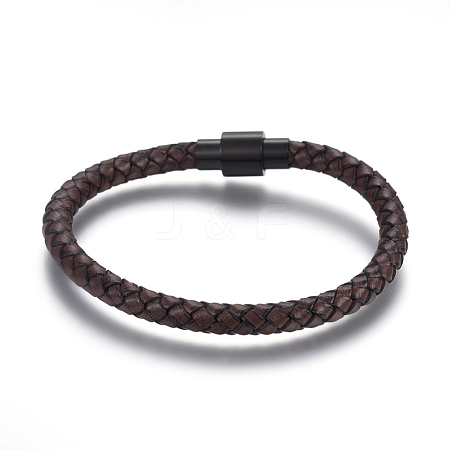 Leather Braided Cord Bracelets BJEW-E352-04A-B-1
