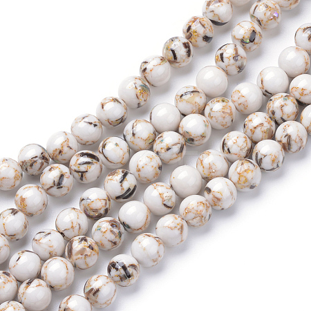 Assembled Synthetic Turquoise and Shell Beads Strands LS-G-S212-6mm-02-1