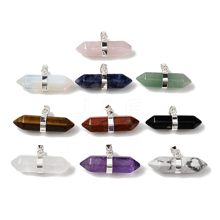 Natural & Synthetic Mixed Gemstone Double Terminal Pointed Pendants G-NH0001-15P-1