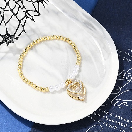 Brass Micro Pave Cubic Zirconia Charm Bracelets for Women LS-BJEW-M050-02G-03-1